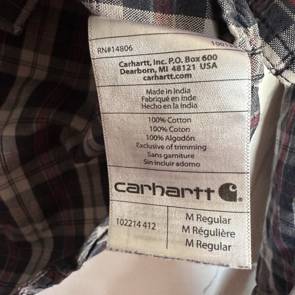 Carhartt Relaxed Fit  Long Sleeve Cotton Button Down Plaid‎ Work Shirt Men's Med - Picture 12 of 16